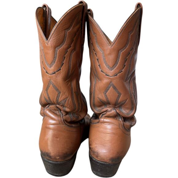 LUCCHESE 2000 Harrison Brown Cowhide Leather Cowboy Boots 9D - Picture 8 of 16